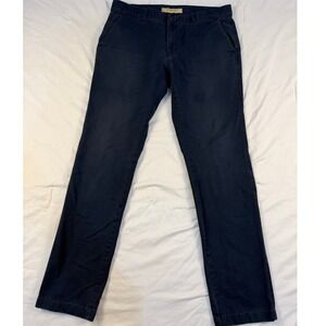 Crater Mens Navy Blue Chino Pants 100% Cotton Straight Leg Trousers Size 36x31
